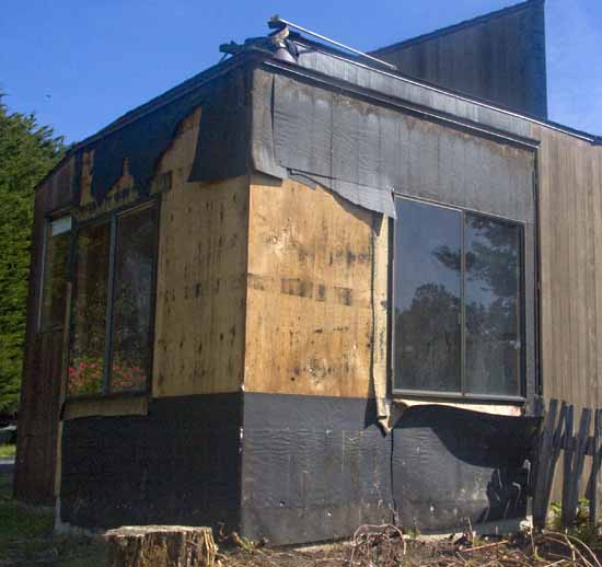 The exterior of the living room while it was under construction.